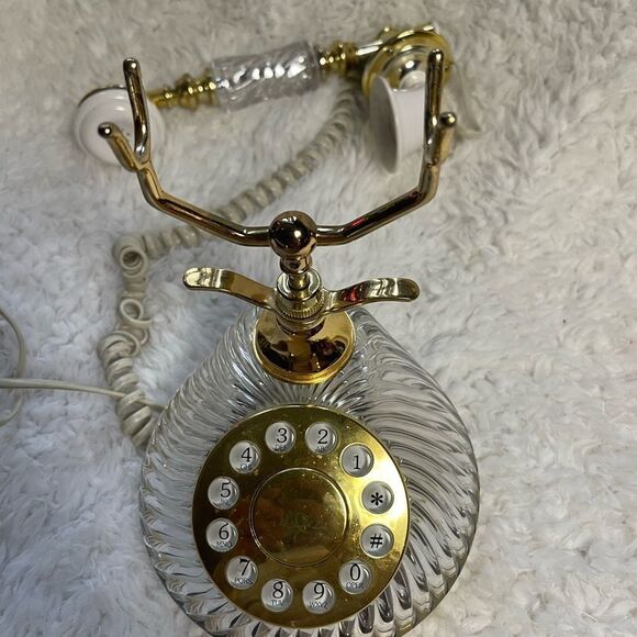 Hentak Limited Vintage crystal look phone, Rotary telephone, Gold &Clear . - Picture 8 of 13